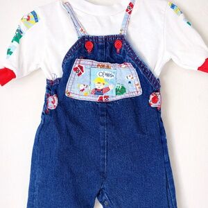 OshKosh Denim Overalls Outfit | 3–6 Months | Farm Print | Great Condition